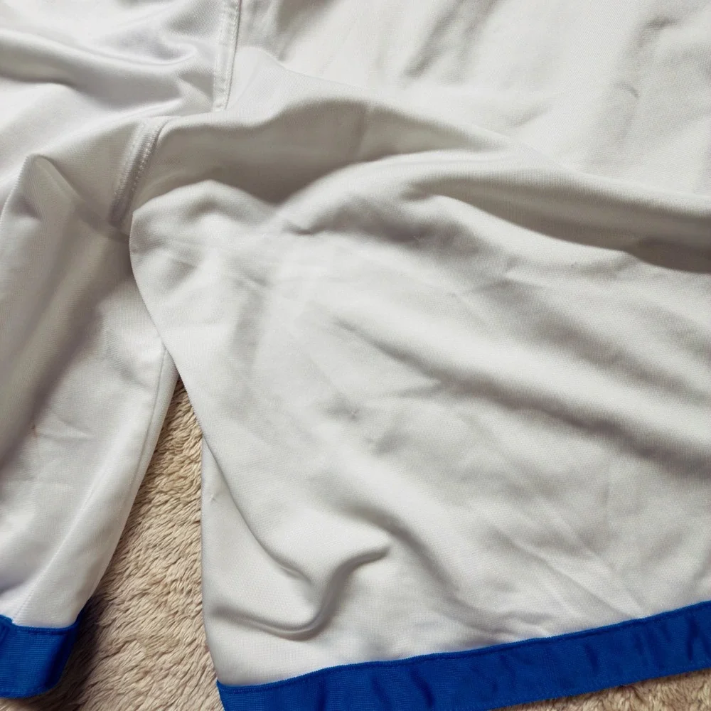 Nike Vintage Basketball Shorts Mens Large White Blue Striped Athletic Gym Mesh